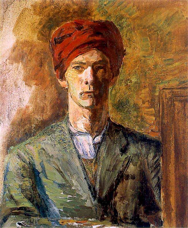 Zygmunt Waliszewski Self portrait in red headwear
